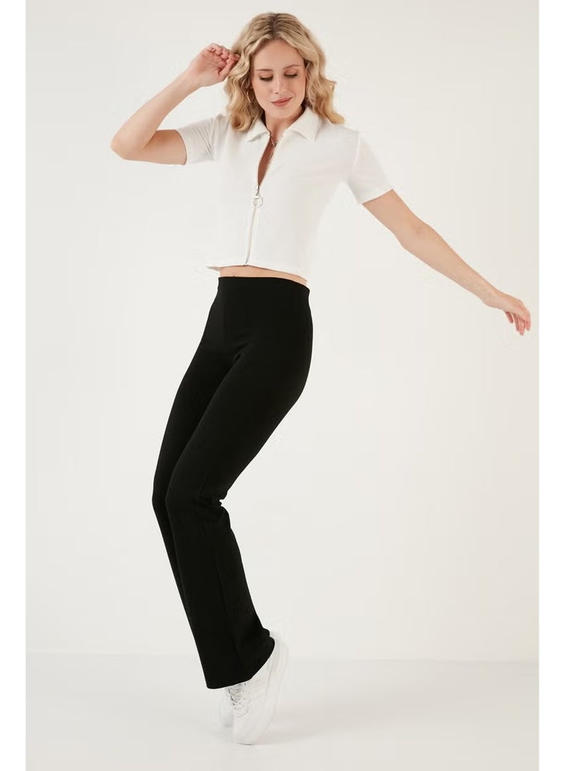 Lela Flexible Zippered Shirt Collar Crop Blouse Women's Blouse 5865346 - Image 2